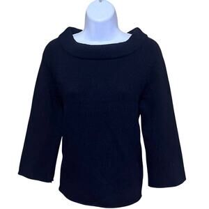 J Crew Cashmere Wool Blend Boat Neck Sweater Black S Minimalist Classic City
